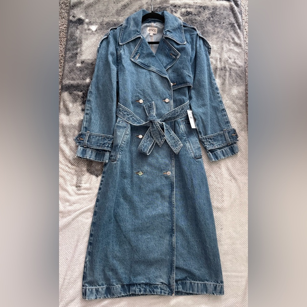 ETICA denim Jacques Trench Coat ✨NWT $398 Small - Picture 9 of 13
